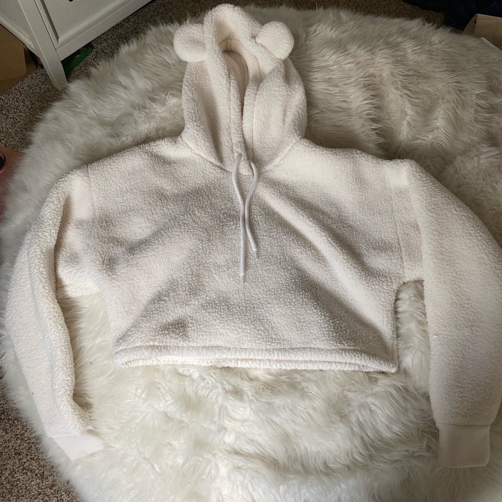 white fluffy bear comfy pajama set<3